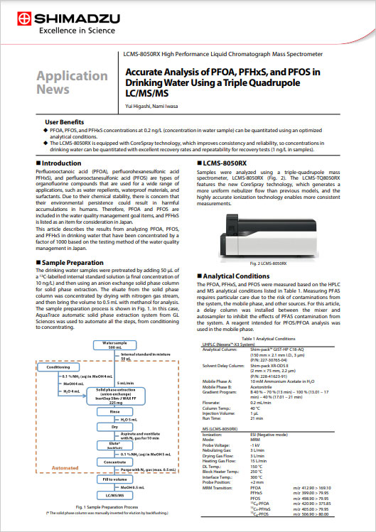  Accurate Analysis of PFOA, PFHxS, and PFOS in Drinking Water Using a Triple Quadrupole LC/MS/MS